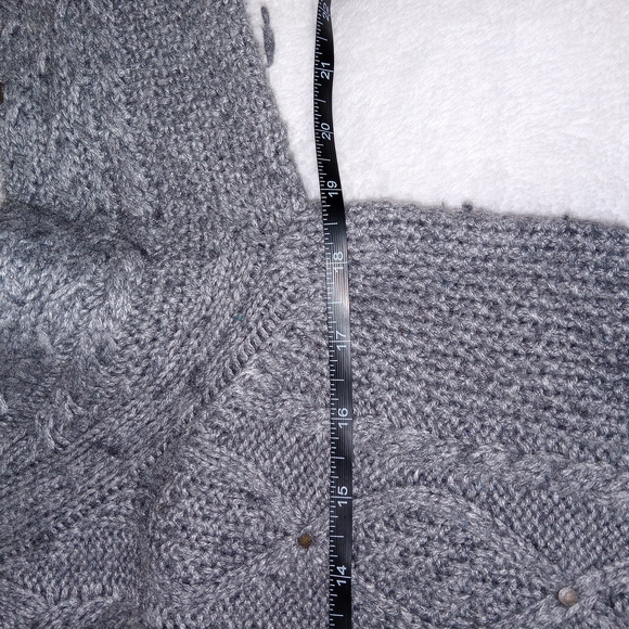 Y2K Fitted American Eagle Gray Wool Cable Knit  Sweater Dress Size M - Picture 6 of 12